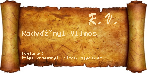 Radványi Vilmos névjegykártya